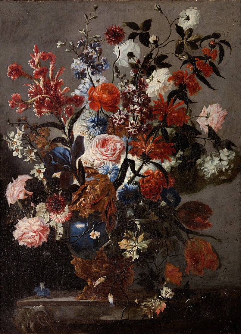 Franz Werner von Tamm - A still life of roses, tulips and other flowers in a vase