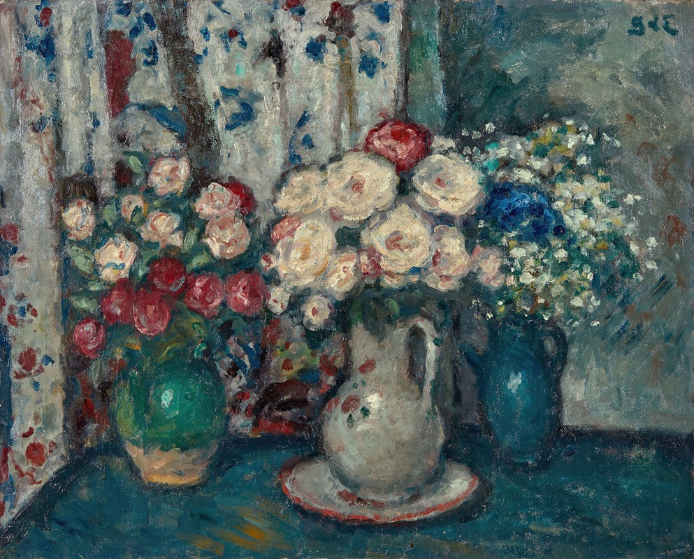 Georges d'Espagnat - Deux bouquets de roses