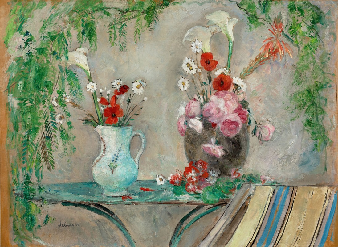 Henri Lebasque - Fleurs sur une table sur une terrasse