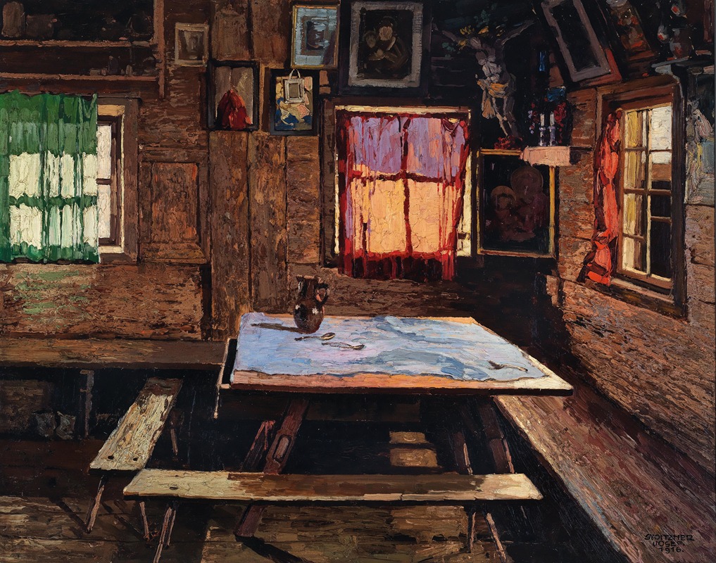 Josef Stoitzner - Sunlit room in a farmhouse