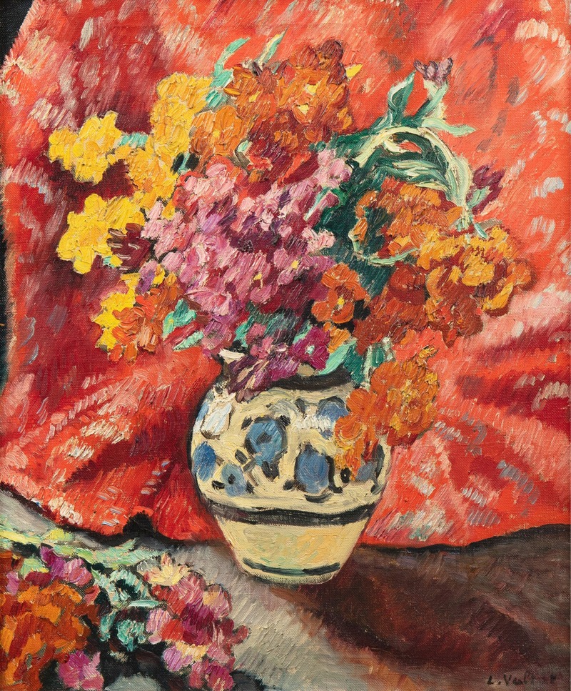 Louis Valtat - Vase de fleurs à la draperie rouge