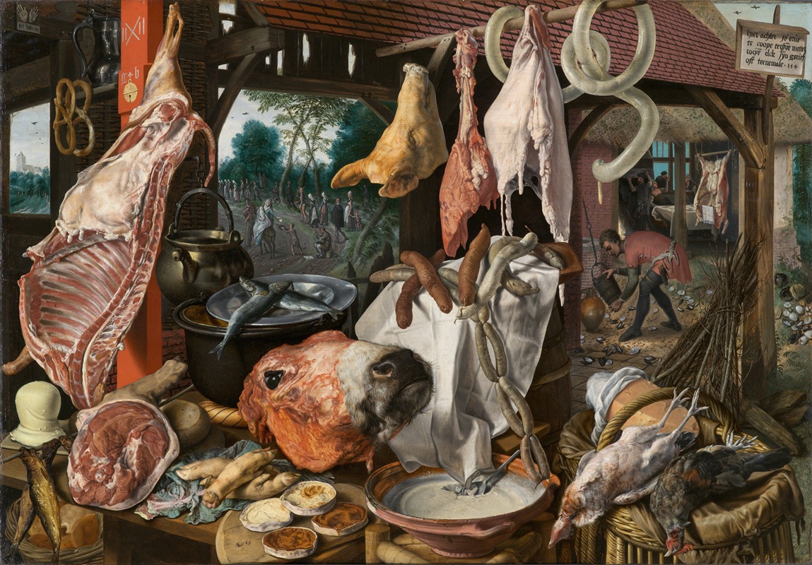 Pieter Aertsen - A Meat Stall with the Holy Family Giving Alms (The Butcher’s Stall)