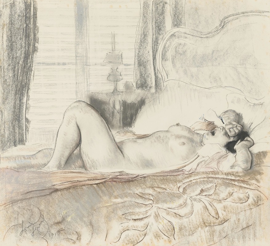 Louis Auguste Mathieu Legrand - A Female Nude Awakening From Sleep