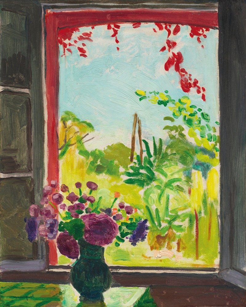 Albert Marquet - Bouquet sur une table devant la fenêtre à Méricourt