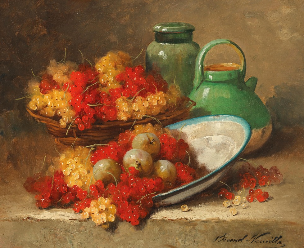 Arthur-Alfred Brunel de Neuville - Still life with currant and a green pitcher
