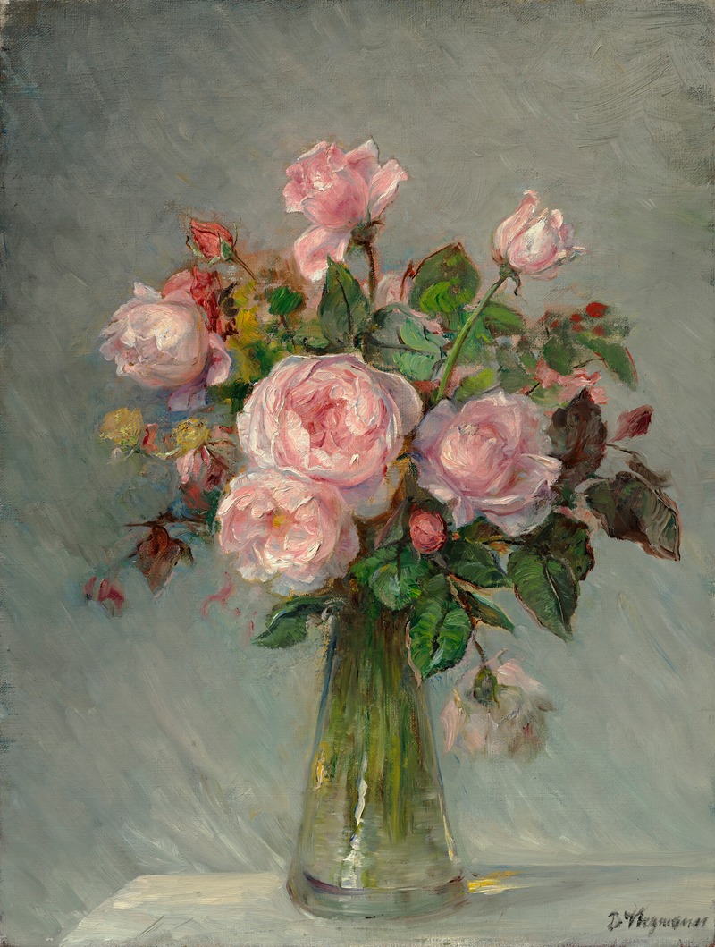 Bertha Wegmann - Roses in a glass vase