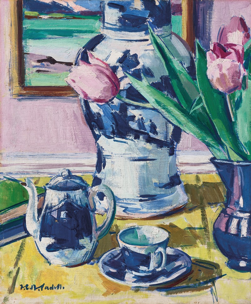Francis Campbell Boileau Cadell - Still life with Tulips and Iona