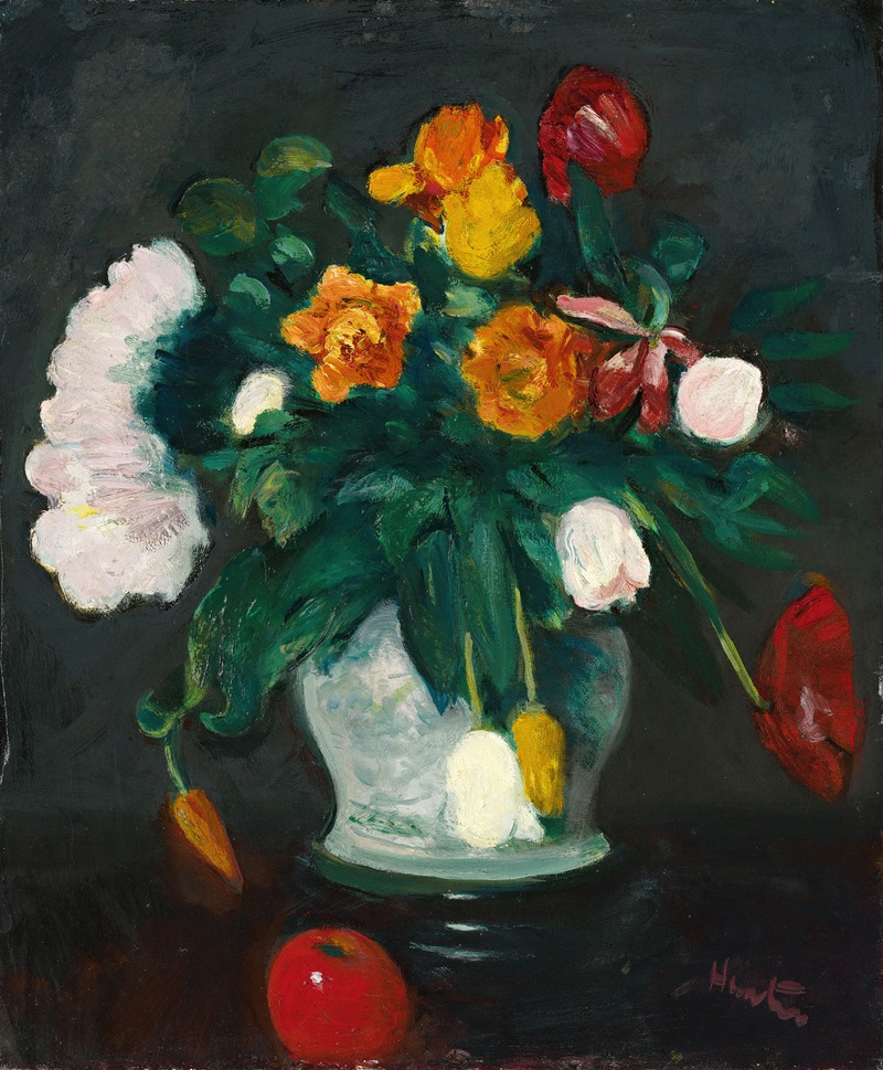 George Leslie Hunter - Flowers in a Vase and Apple