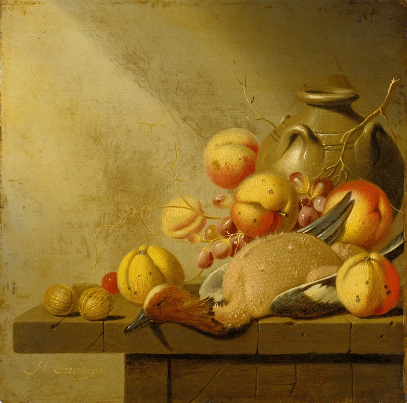 Harmen van Steenwijck - Still Life with Fruit and Plucked Duck