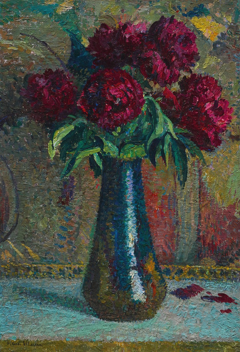Henri Martin - Pivoines rouges dans un vase Dalpayrat