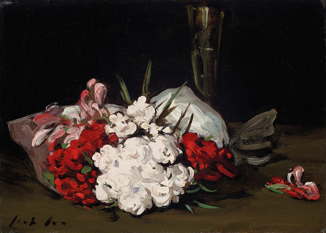 Samuel John Peploe - Bouquet of Red and White Flowers with a Champagne Glass