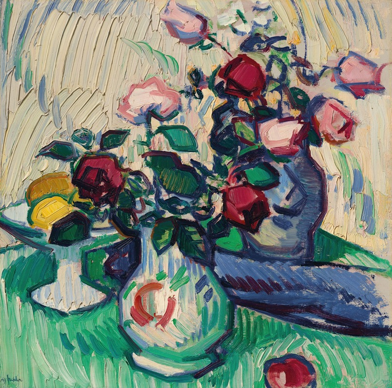 Samuel John Peploe - Fruit and Roses on a Table Top