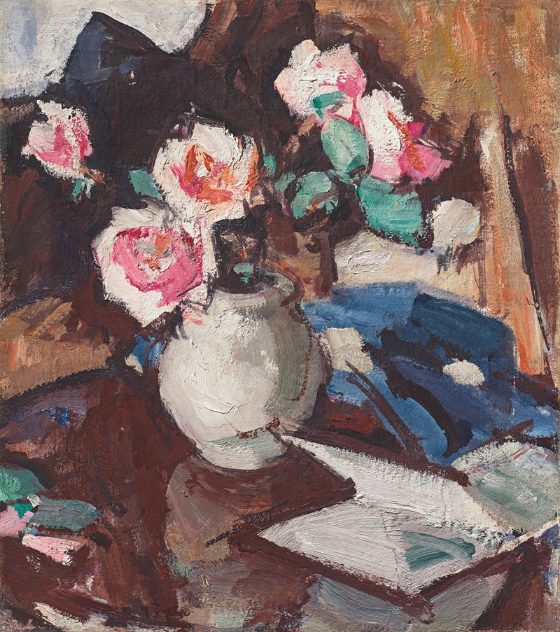 Samuel John Peploe - Pink Roses in a Vase