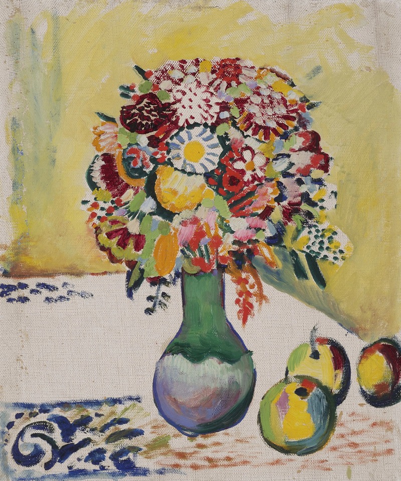 August Macke - Still Life with Flowers and Three Apples