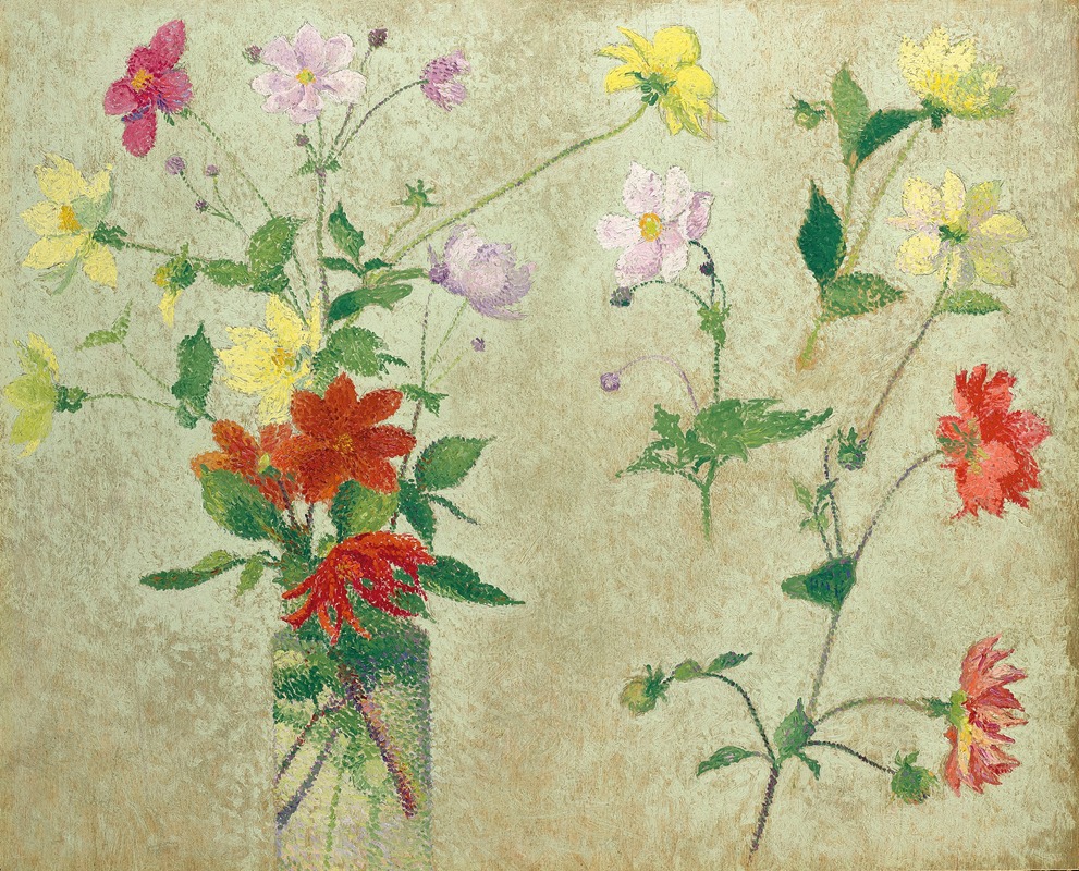 Achille Laugé - Bouquet et étude de fleurs