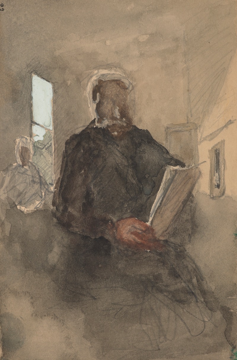Petrus van der Velden - Interior scene with seated man