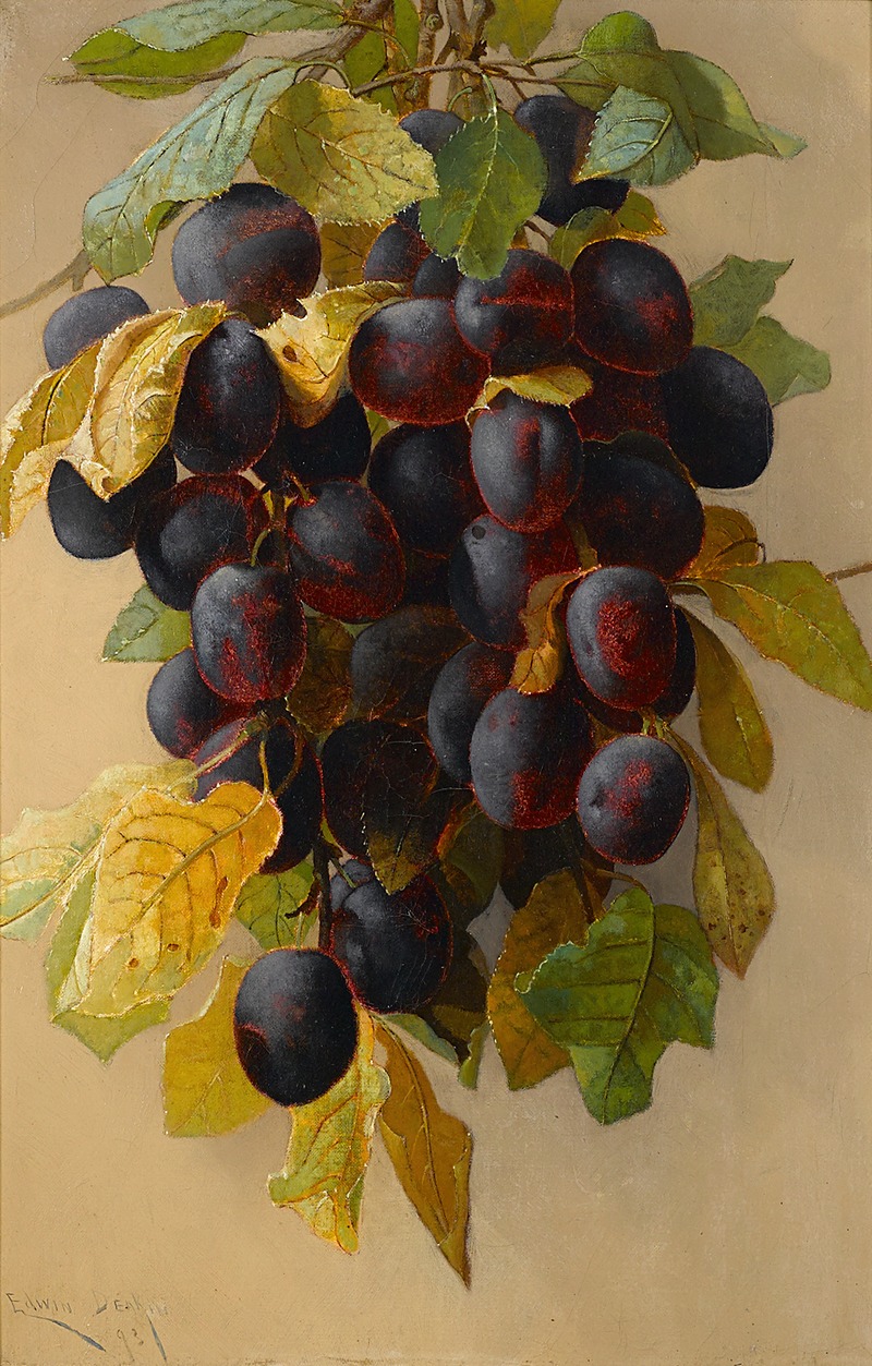 Edwin Deakin - A still life with plums