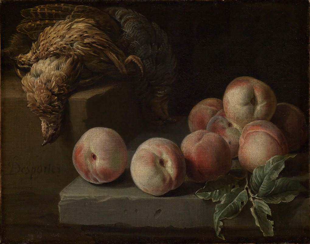 Alexandre François Desportes - Still life with peaches and partridge