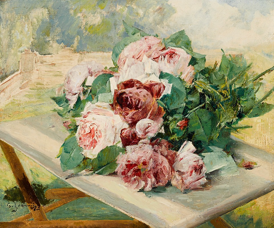 Georges Jeannin - A still life with roses