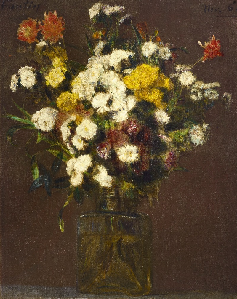 Henri Fantin-Latour - Reines marguerites et fleurs diverses dans un vase