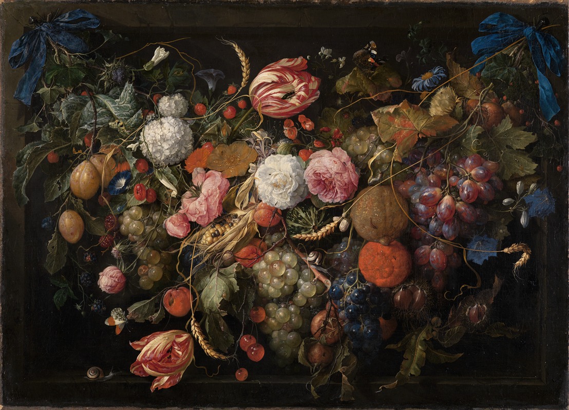 Jan Davidsz de Heem - Girlande von Blumen und Früchten