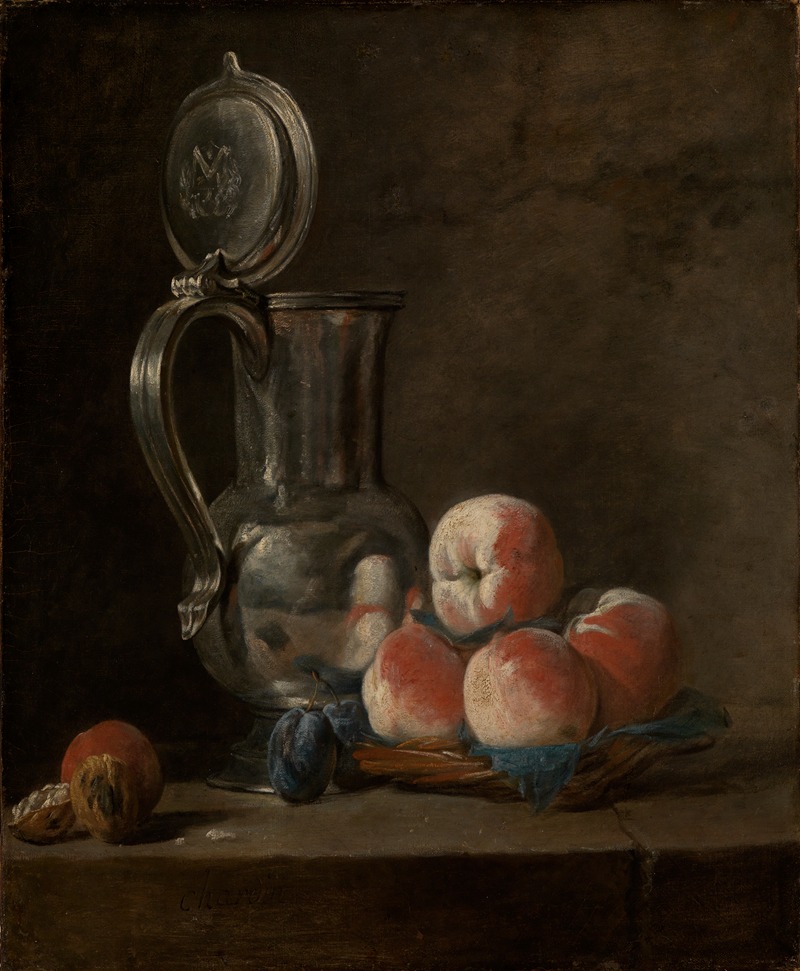 Jean Siméon Chardin - Still life with pewter jug ​​and peaches