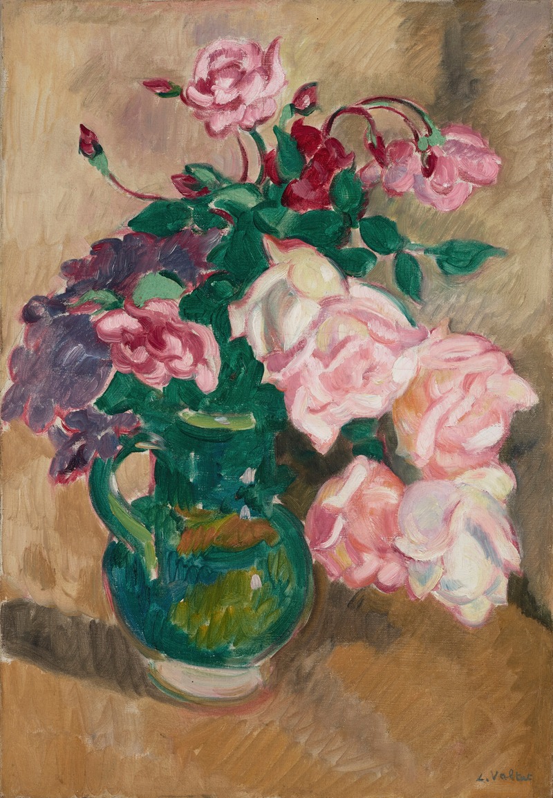 Louis Valtat - Bouquet de roses à la cruche verte
