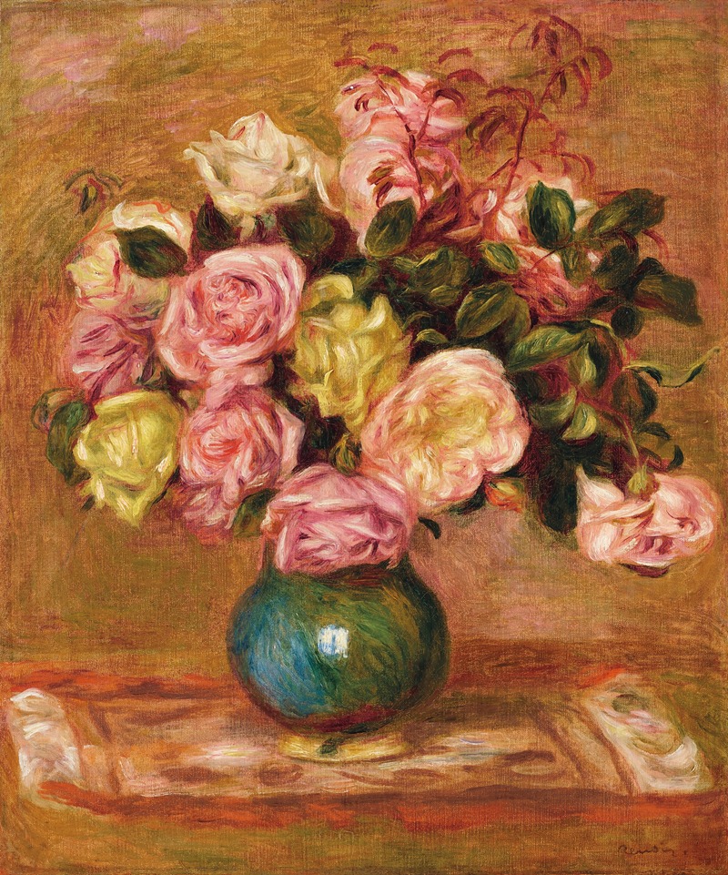Pierre-Auguste Renoir - Bouquet de roses dans un vase