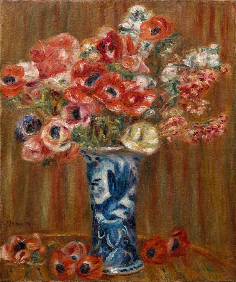 Pierre-Auguste Renoir - Anémones au vase de Delft