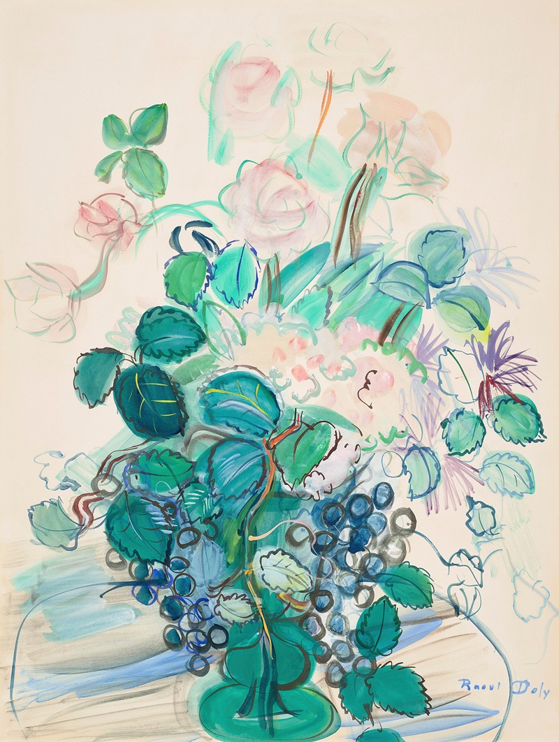 Raoul Dufy - Bouquet à la grappe et aux roses