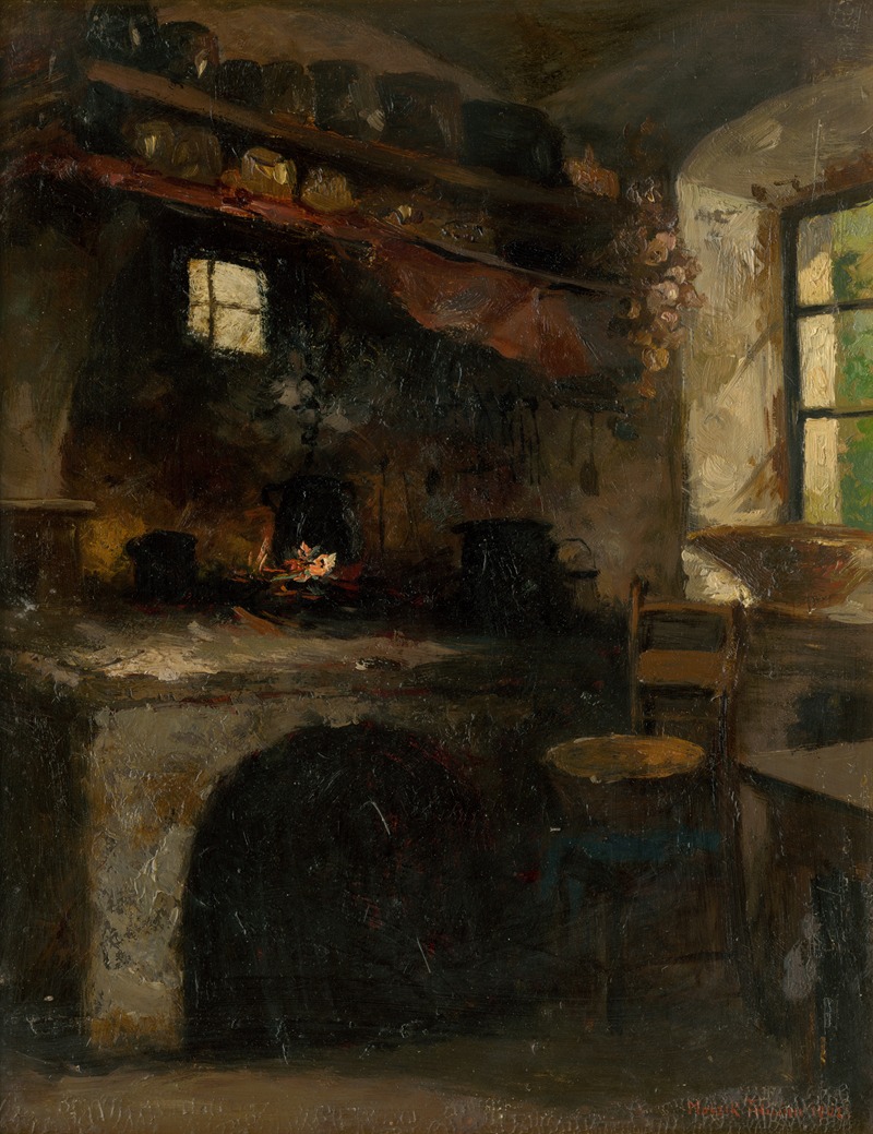 Felicián Moczik - Inside a Village Room