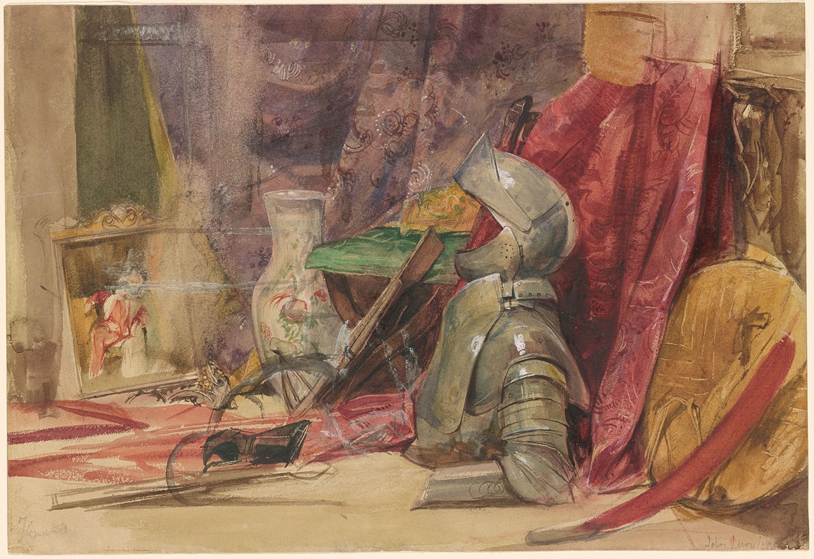 John Frederick Lewis - An Interior with Armor and Weaponry