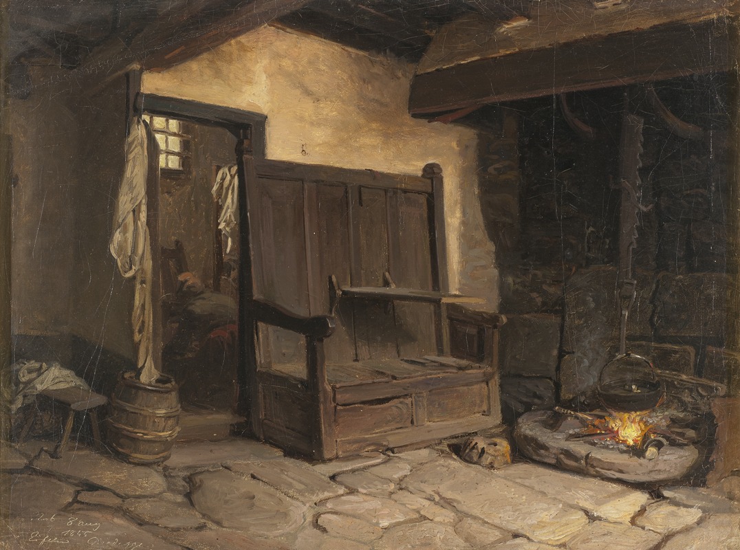 Josef Wilhelm Wallander - A Cottage Interior. Study