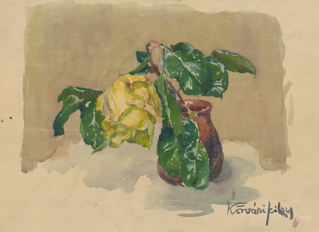 Konštantín Kövári-Kačmarik - Váza so žltou ružou