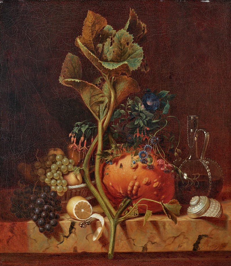 Cornelis de Cocq - Still Life With A Coloquinte, A Lemon And A Façon-De-Venise Carafe