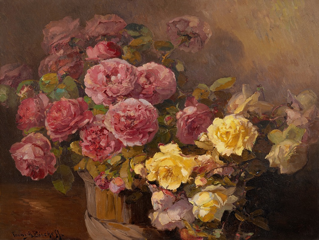 Franz Arthur Bischoff - Red and Yellow Roses