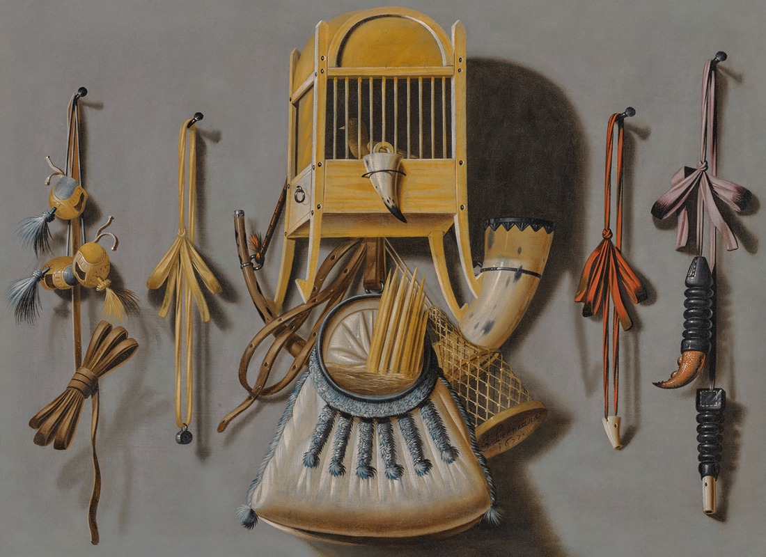 Johannes Leemans - A trompe l’oeil with a birdcage