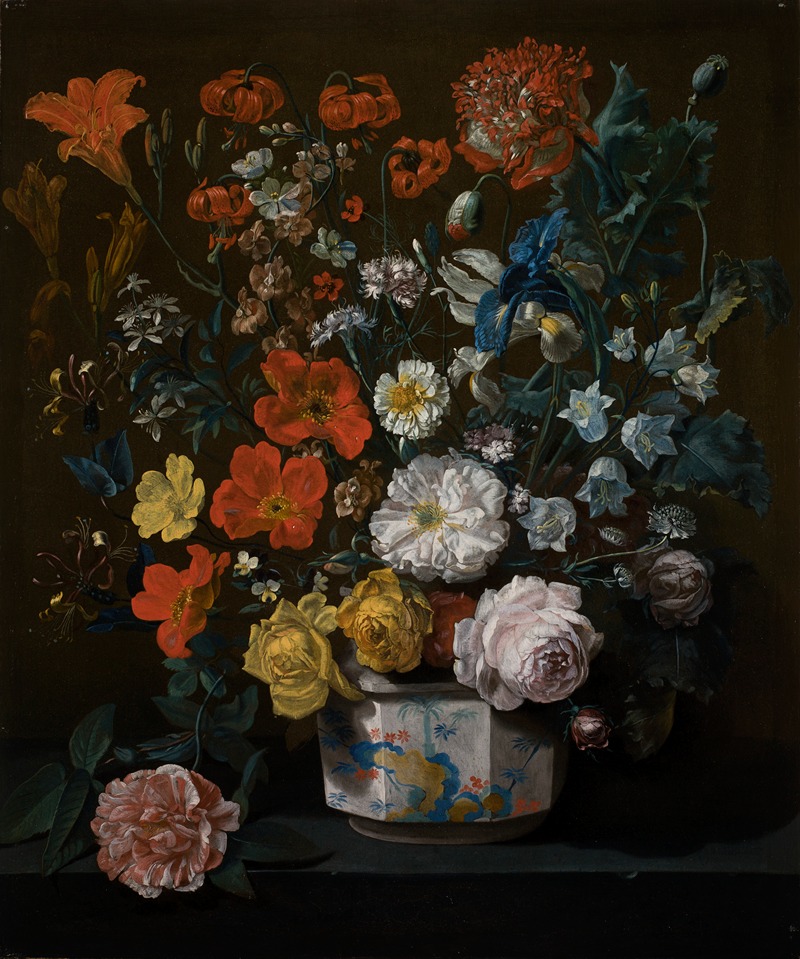 Louis Tessier - Flowers in a Chantilly Vase