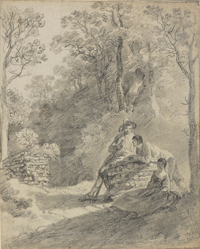Thomas Gainsborough - Wooded landscape with figures
