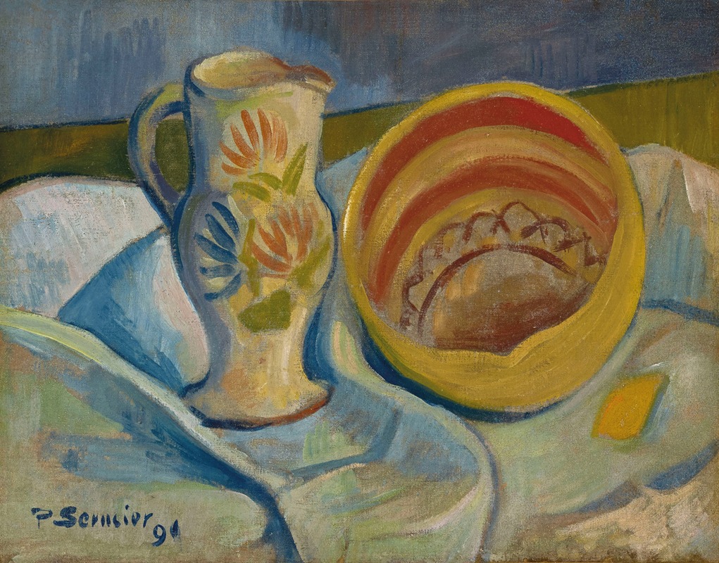 Paul Sérusier - Nature morte au pichet blanc et saladier jaune