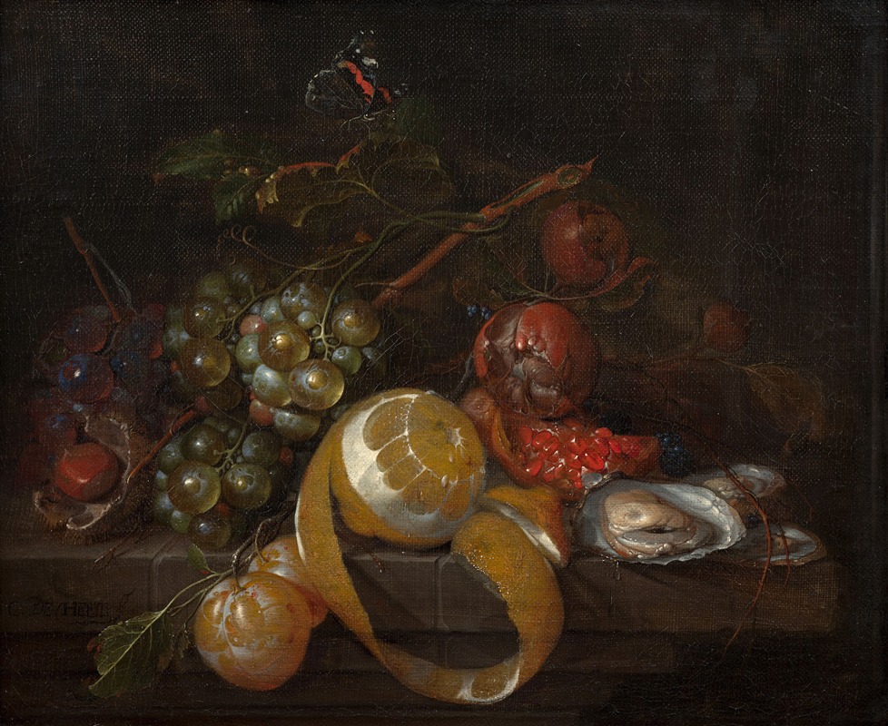 Cornelis de Heem - Composition with lemon, grapes and oysters