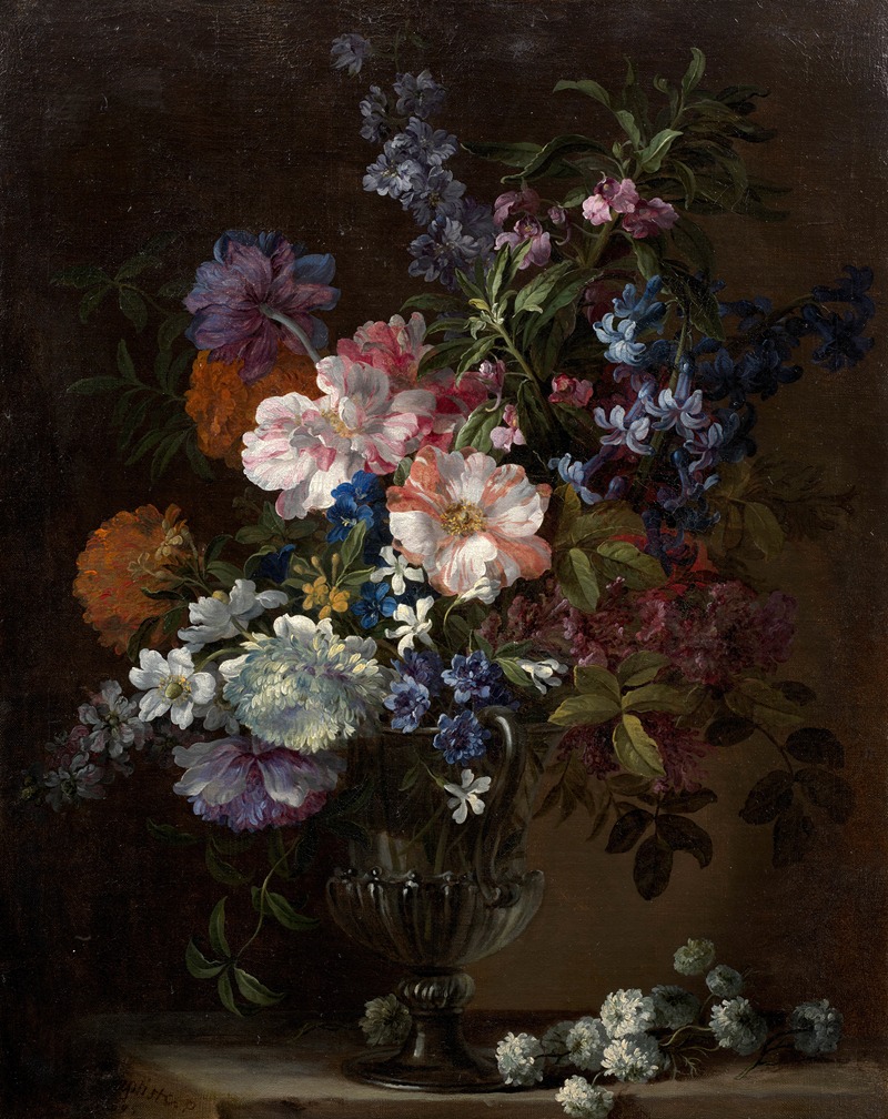 Jean-Baptiste Monnoyer - Vase de fleurs sur un entablement