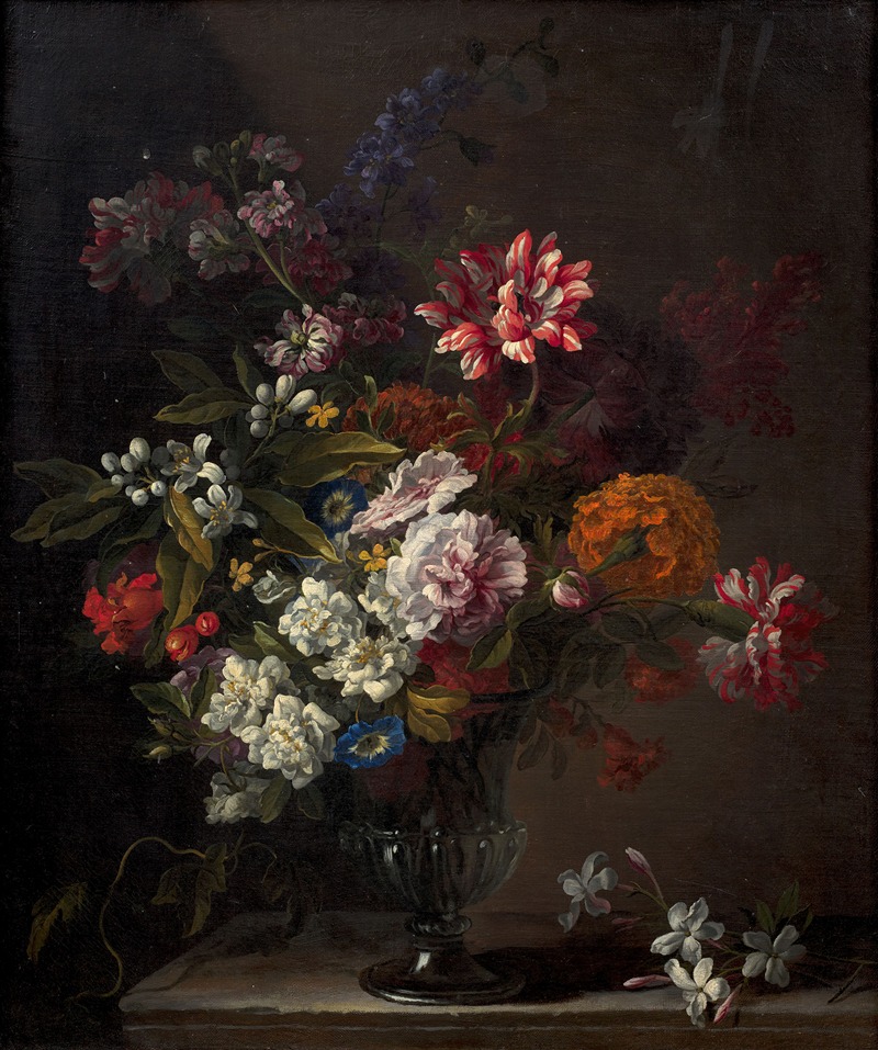 Jean-Baptiste Monnoyer - Bouquet of flowers on an entablature