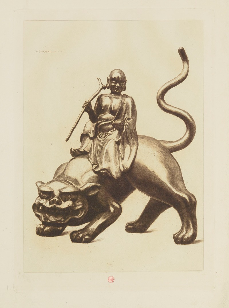 Henri-Charles Guérard - Sennin sur un tigre, bronze, collection Henri Cernuschi