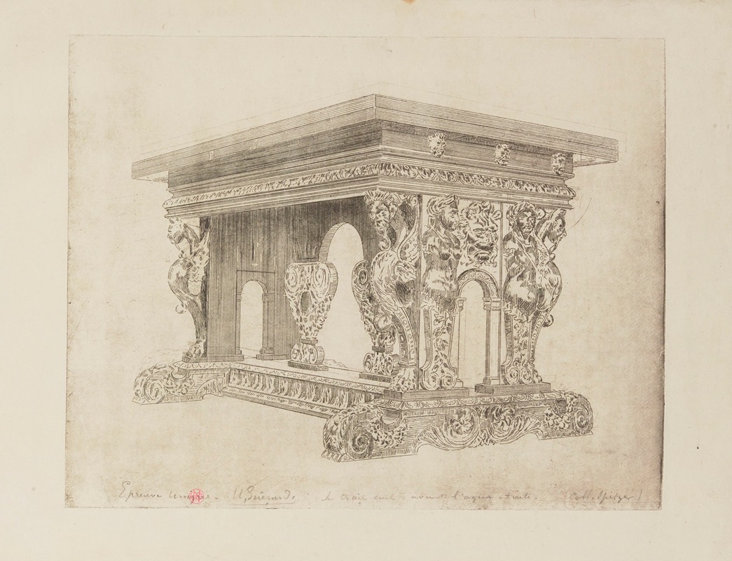 Henri-Charles Guérard - Table de noyer, France 16e siècle, collection Spitzer
