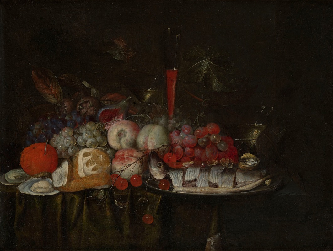 Jan Pauwel Gillemans the Elder - Fruit and Sliced Herring