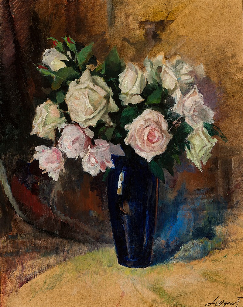 Leon Wyczółkowski - Roses in a sapphire vase