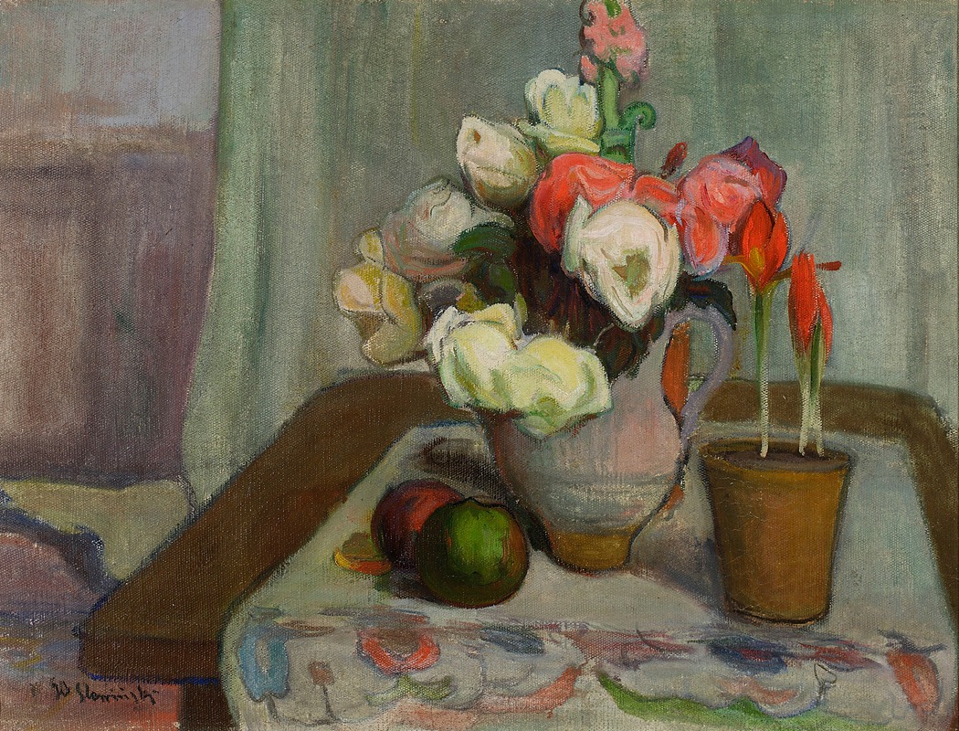 Władysław Ślewiński - Still life with a vase of flowers