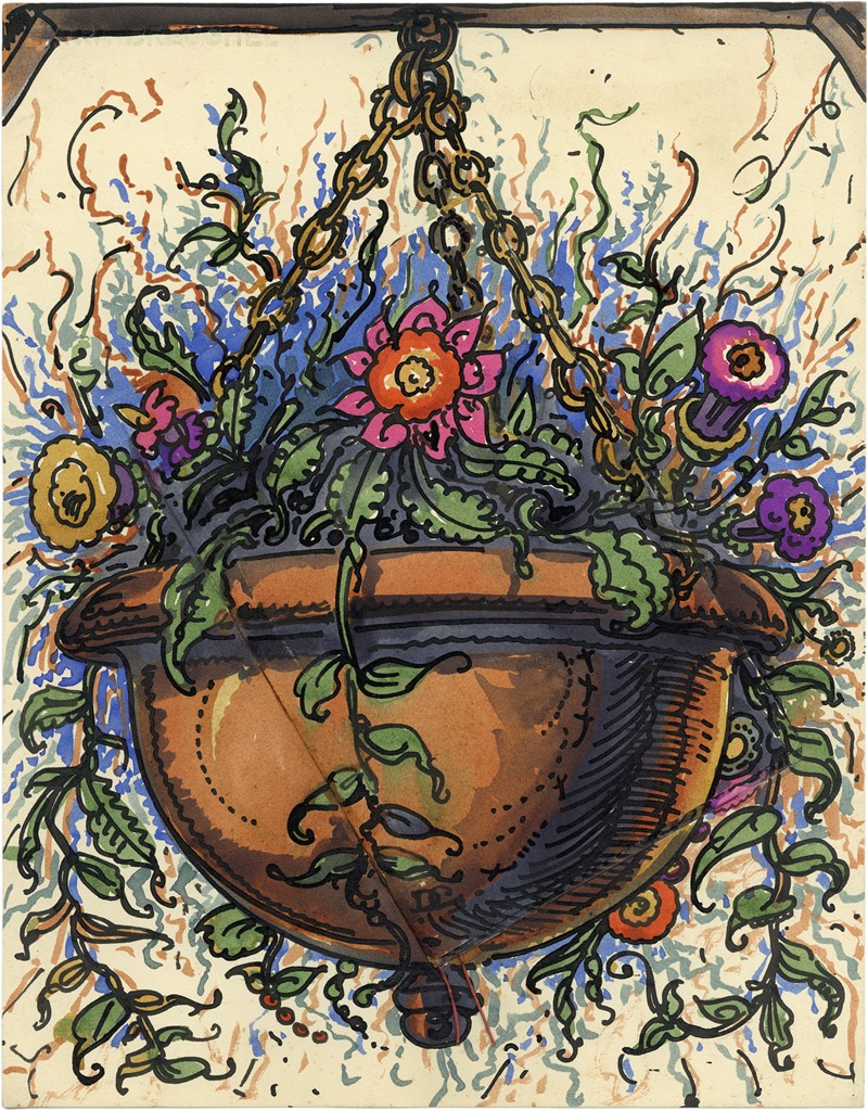 Alfred Ost - Hangpot 3 en Bloemen en brief