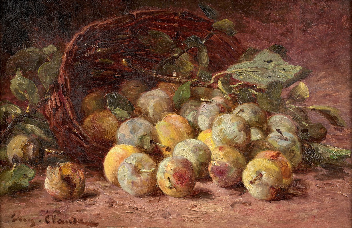 Eugène Claude - Panier de reines-claudes renversées